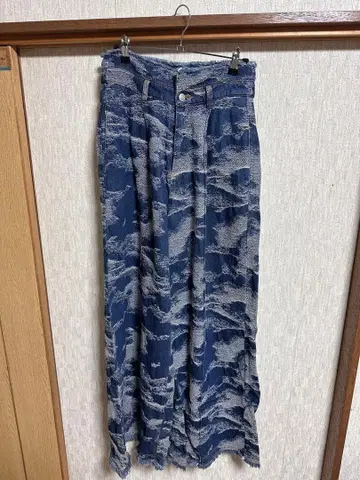 seyto 카모 패턴 데님 와이드 팬츠