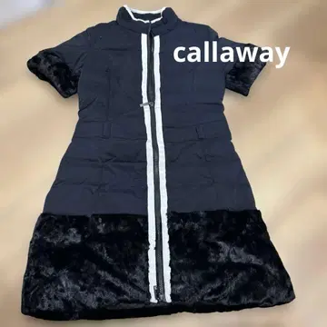 캘러웨이 다운 자켓 블랙 미디 기장 퍼 포함