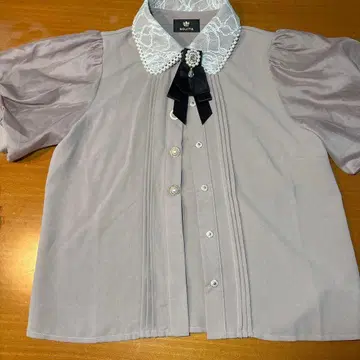 ROJITA 로지타 볼륨 슬리브 비쥬 단추 블라우스 시스루 소매