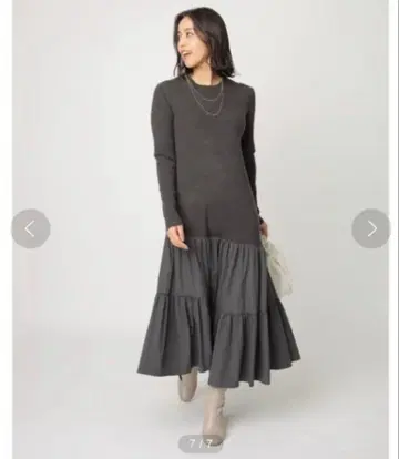 Mystrada 티어드 도킹 니트 원피스 그레이