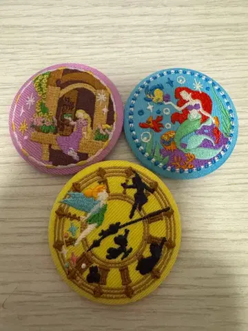 디즈니 자수 캔뱃지 3종 세트