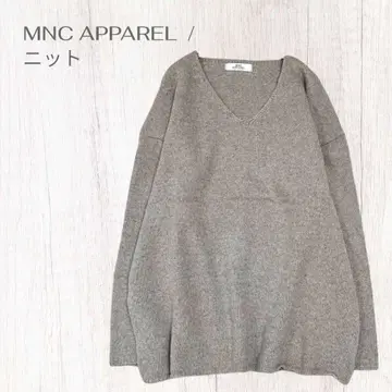 V넥 니트/긴팔/그레이/넉넉한/오버 사이즈/가을/겨울/스테디셀러/캐주얼