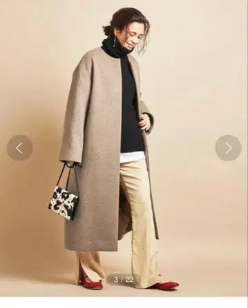 유나이티드 애로우즈 BEAUTY&YOUTH 비버 노카라 롱 코트 L