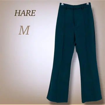 하레 센터 프레스 플레어 팬츠 슬림 레그 실루엣 하의 스트레치 M