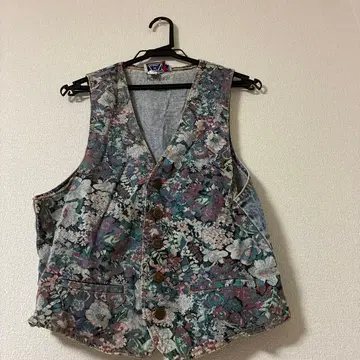 꽃무늬 데님 베스트 해외 구제 의류 ZENA