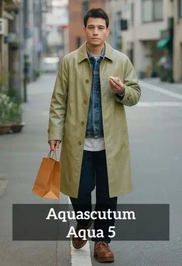 아쿠아 스큐텀 아쿠아5 80년대 베이지(레인보우) 발마칸 코트 S