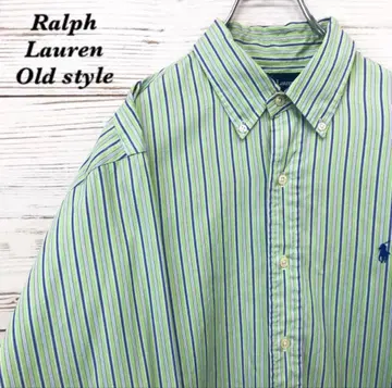레어 ] 랄프 로렌 BD 긴팔 셔츠 L 자수 로고 그린 NS385