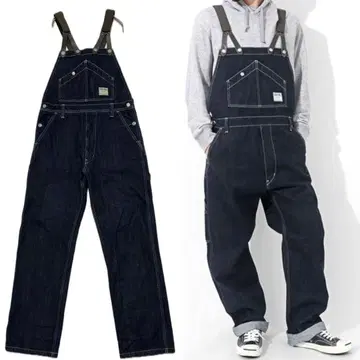 코지마 진즈 새상품급 다크 네이비 13oz 데님 인디고 워크 오버롤