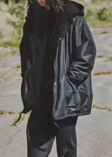 코튼 실크 후디드 코트