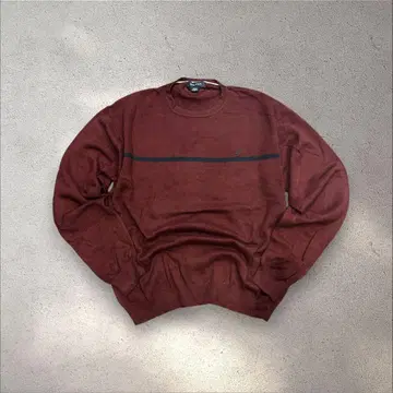 [컨디션 최상] NAUTICA 노티카 코튼 니트 보르도 자수 로고