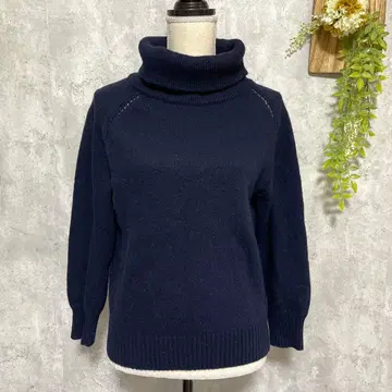 [ 유나이티드 애로우즈 ] 터틀넥 니트 스웨터 울 혼방 네이비 F