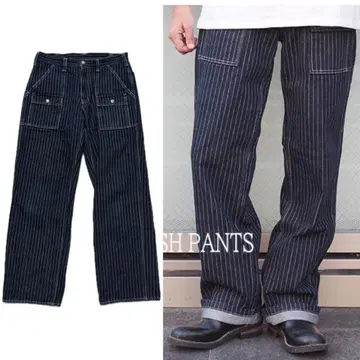 코지마 진스 다크 네이비 카고 팬츠 워바쉬 부시 데님 W32