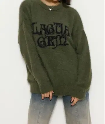 LAGUA GEM SWIRL 로고 SHAGGY 니트 블랙