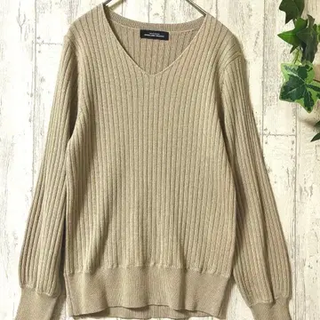 유나이티드 애로우즈 그린 라벨 리브 니트 V넥 베이지