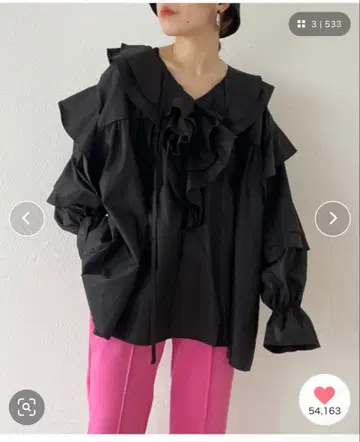 wee9s 탈착식 옷깃풍 빅 칼라 프릴 블라우스