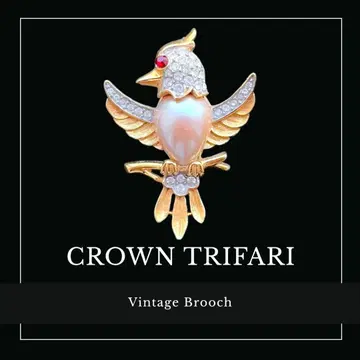 CROWN TRIFARI 펄 제리베리 루비 눈새 브로치