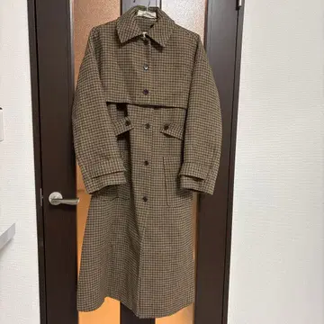 GU 2피스 코트 체크 rokh 로쿠 콜라보 롱 코트