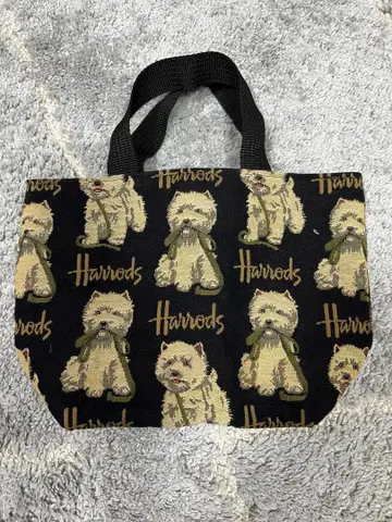 해롯의 웨스트 하이랜드 화이트 테리어 패턴 토트백