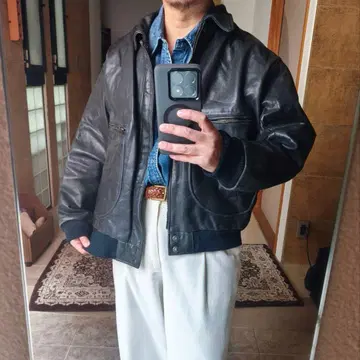 A-2 가죽 플라이트 자켓 블랙