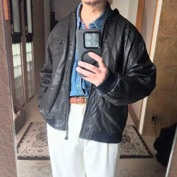 유로 빈티지 가죽 MA-1 자켓 블랙 DONER 독일