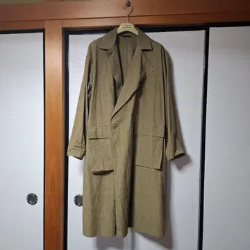 베이지 롱 코트 허리 벨트 포함