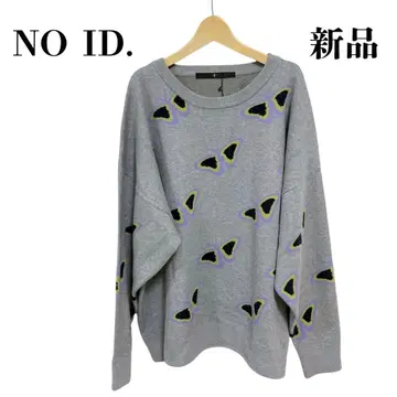 NO ID. 니트 스웨터 택 포함 새상품 나비 패턴 니트 그레이 계열