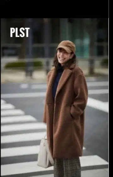 PLST 보아 코트 브라운 테디베어