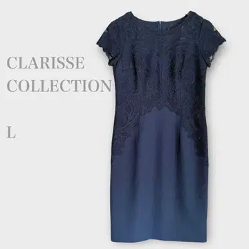 자수 레이스 원피스 반팔 네이비 L 포멀 결혼식 깔끔한