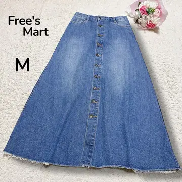 [프리즈마트] 새상품 프론트 버튼 A라인 데님 롱 스커트 블루 M