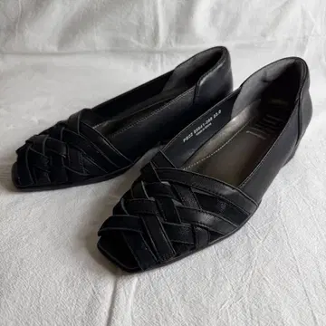 fitfit 크로스 가죽 오픈토 펌프스 23.0 블랙