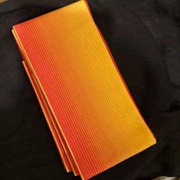 키류 직물 그라데이션 스트라이프 리버서블 반폭 오비 오렌지와 옐로우 컬러