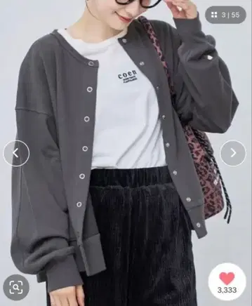 coen 하트 모티브 쭈리 가디건 M 다크 그레이