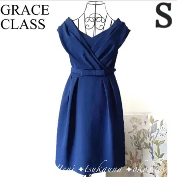 그레이스 클래스 드레스 원피스 A라인 무릎 기장 블루 파랑 리본 S