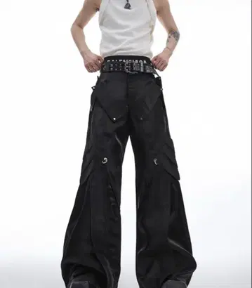 Argue Culture 절개 가죽 팬츠 레이어드 스타일 스트릿