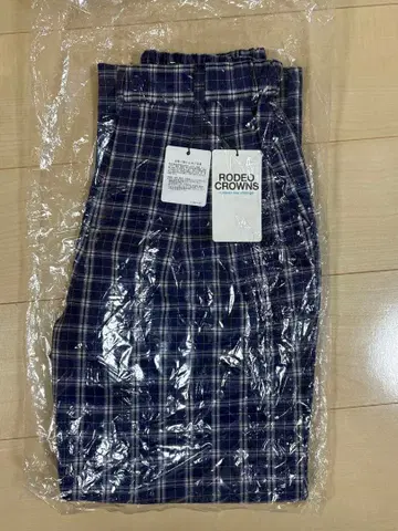 RODEO CROWNS 네이비 계열 체크 캐주얼 팬츠