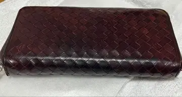 코코 마이스터 천연 가죽 다크 브라운 뜨개질 장지갑