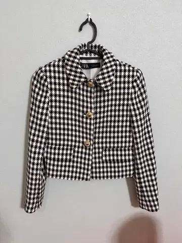 ZARA 하운드 투스 크롭 자켓