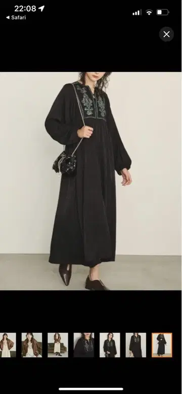 유니티지 스팽글 자수 롱 슬리브 원피스 긴팔 맥시 길이