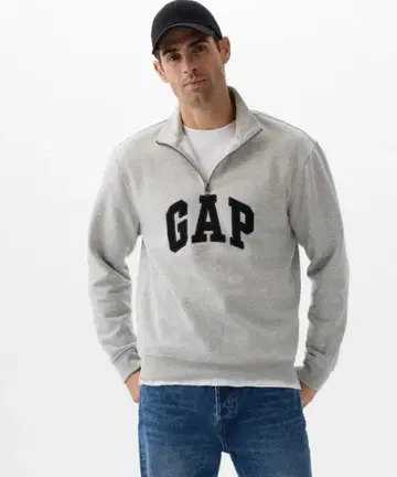 릴랙스 GAP 로고 하프 지퍼 맨투맨 트레이닝복 그레이