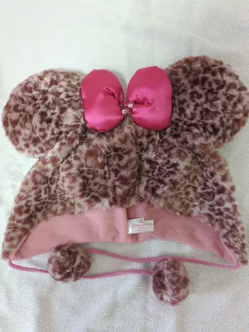 [새상품급] 디즈니 레오파드 무늬 팬캡 미니 핑크