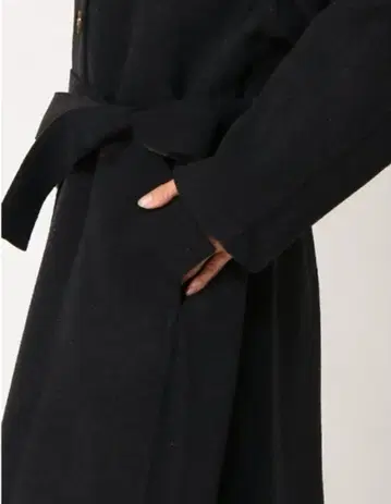 테치치 허리 리본 노카라 코트