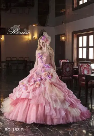 RO-183 PI 9~13T 플라워 장식 롱 드레스