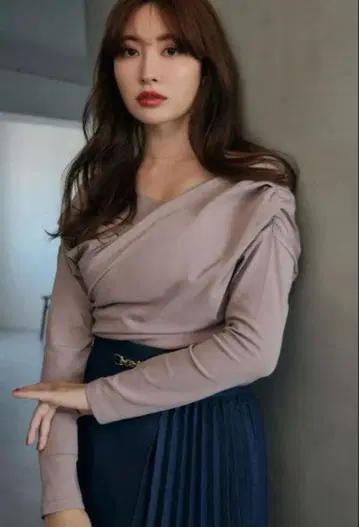 비대칭 코튼 블렌드 저지 탑