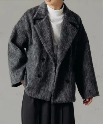 샤기 더블 자켓 코트