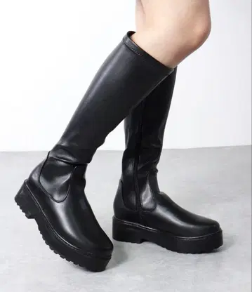 LOVE HUNTER 경량 통굽 스트레치 트랙 밑창 롱 부츠