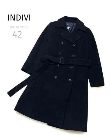 새상품급 인디비 블랙 더블 롱 코트 42 (XL 상당) 울 빅 사이즈