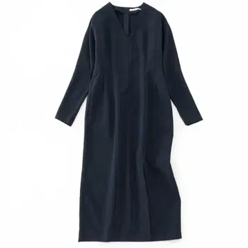 칼리테 네이비 V넥 긴팔 원피스