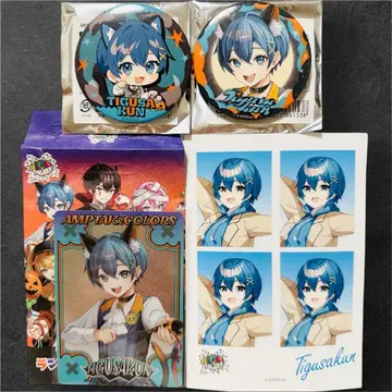 앰프턱컬러즈 치구사 할로윈 캔뱃지 카드 브로마이드 세트