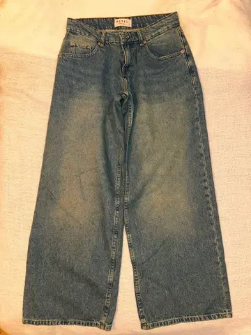 Motel Rocks 와이드 레그 로우라이즈 데님 청바지