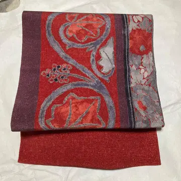 나고야 오비 형염 포도와 모란꽃 크레이프 원단